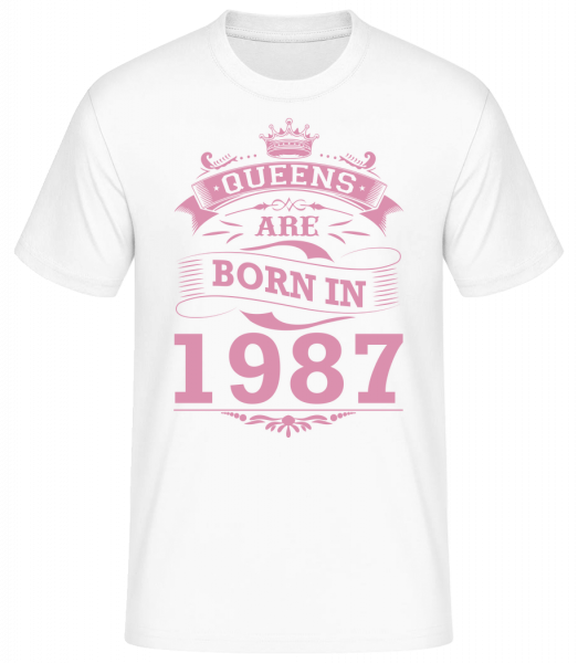 Queens Are Born In 1987 - Männer Basic T-Shirt - Weiß - Vorn