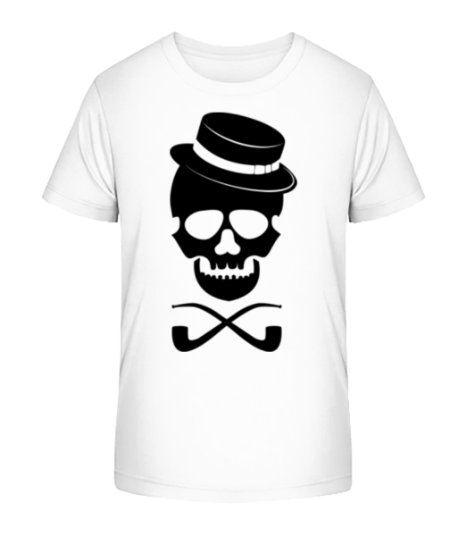 Totenkopf mit Hut - Kinder Bio T-Shirt Stanley Stella - Weiß - Vorne