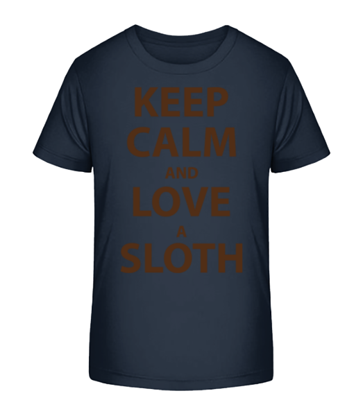 Keep Calm And Love A Sloth - Kinder Bio T-Shirt Stanley Stella - Marine - Vorne