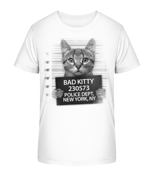 Kriminelle Katze - Kinder Bio T-Shirt Stanley Stella - Weiß - Vorne