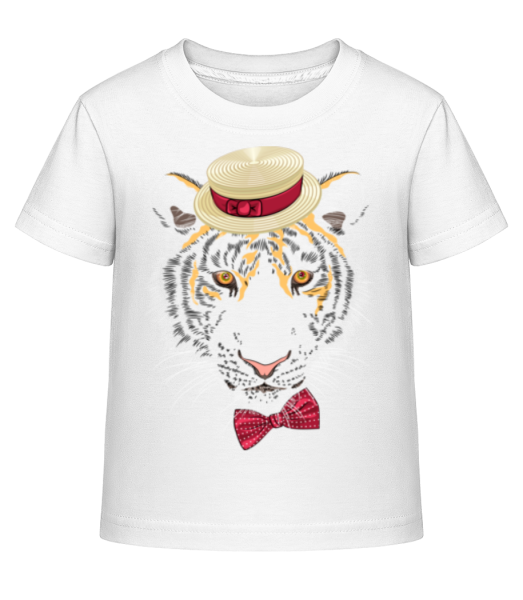 Tiger With Hat - Kinder Shirtinator T-Shirt - Weiß - Vorne