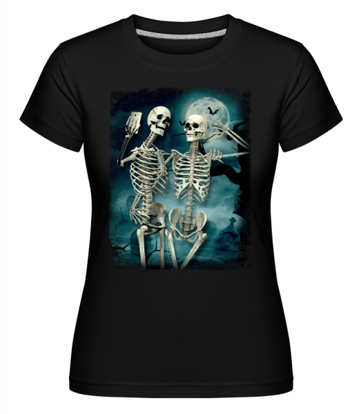 Skelett Selfie - Shirtinator Frauen T-Shirt - Schwarz - Vorn