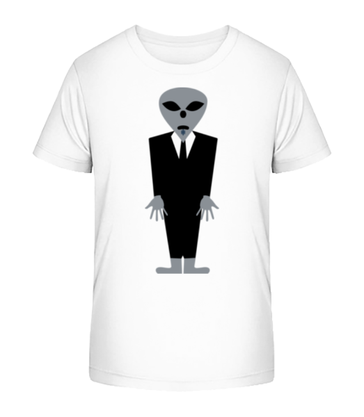 Alien im Anzug - Kinder Bio T-Shirt Stanley Stella - Weiß - Vorne