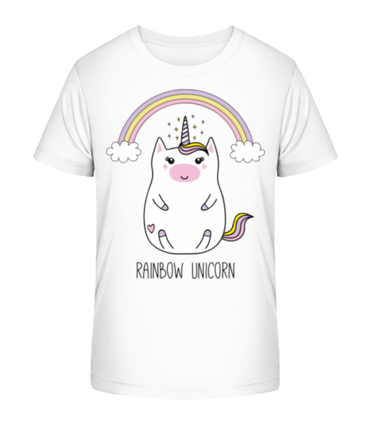 Rainbow Unicorn - Kinder Bio T-Shirt Stanley Stella - Weiß - Vorne