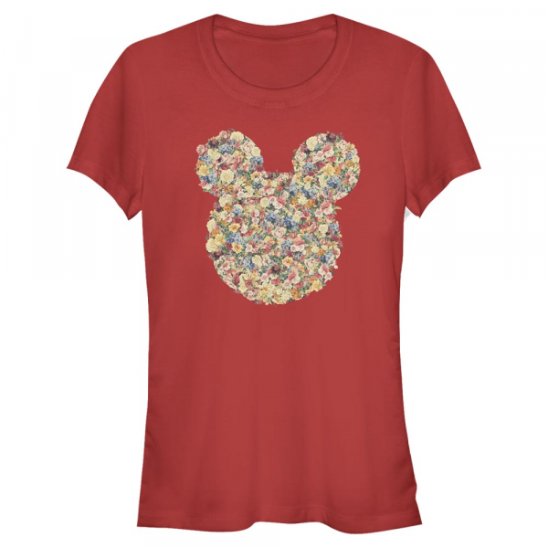 Disney - Micky Maus - Mickey Floral Head - Frauen T-Shirt - Rot - Vorne