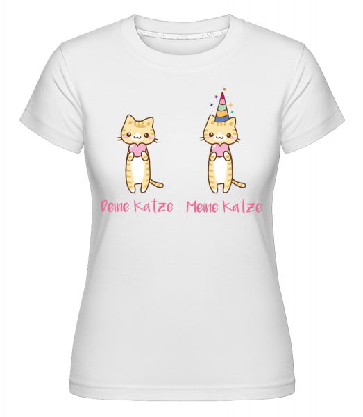Deine Katze Meine Katze - Shirtinator Frauen T-Shirt - Weiß - Vorn
