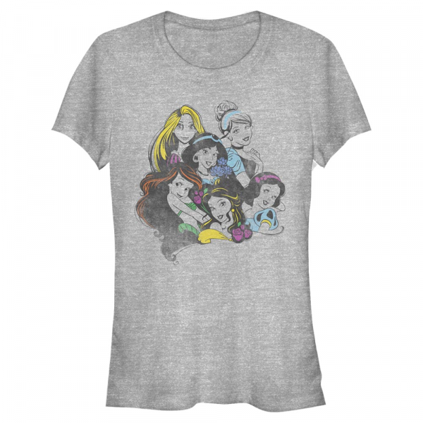 Disney Prinzessinnen - Skupina Princess Chillin - Frauen T-Shirt - Grau meliert - Vorne