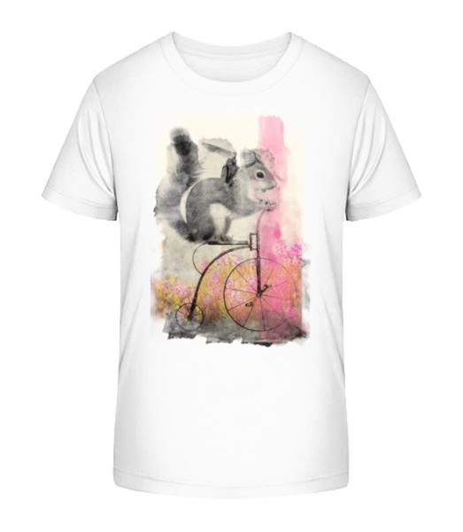 Eichhörnchen Fahrrad - Kinder Bio T-Shirt Stanley Stella - Weiß - Vorne