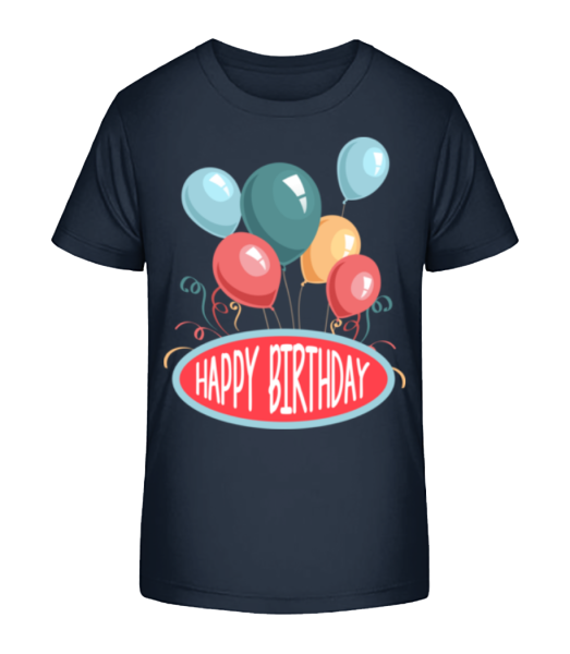 Happy Birthday Ballons - Kinder Bio T-Shirt Stanley Stella - Marine - Vorne