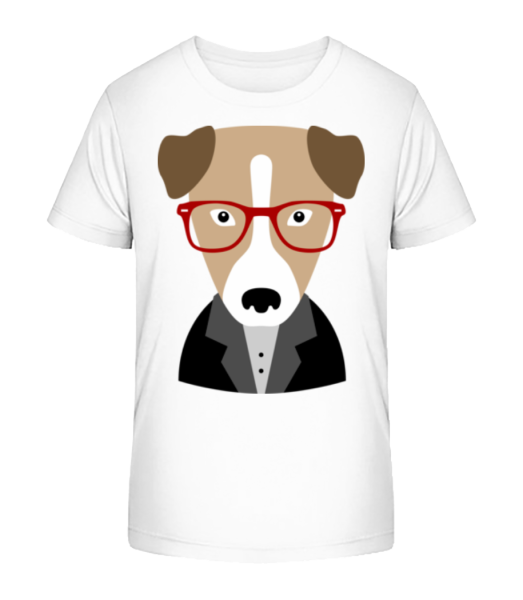 Hipster Hund Mit Schlappohren - Kinder Bio T-Shirt Stanley Stella - Weiß - Vorne