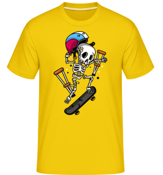 Skeleton Skateboarding - Shirtinator Männer T-Shirt - Goldgelb - Vorne