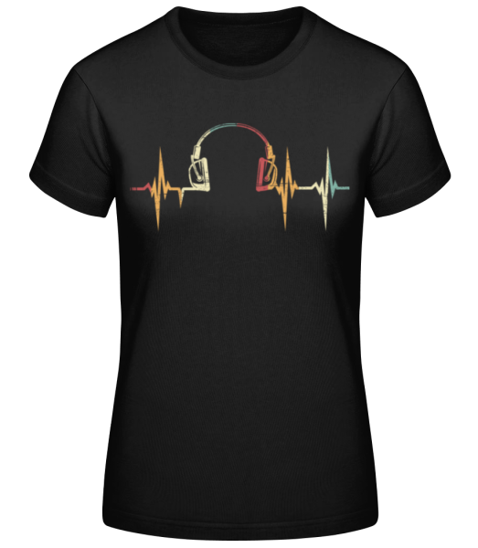 Kopfhörer Herzschlag - Frauen Basic T-Shirt - Schwarz - Vorne