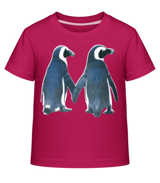 Pinguin Paar - Kinder Shirtinator T-Shirt - Magenta - Vorne