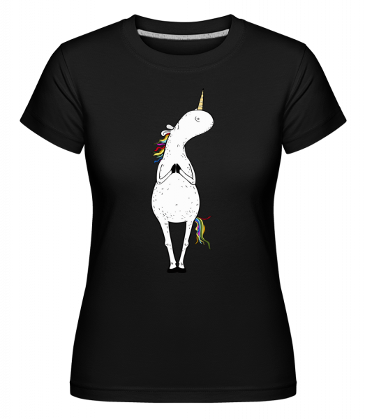 Yoga Einhorn Berghaltung - Shirtinator Frauen T-Shirt - Schwarz - Vorn