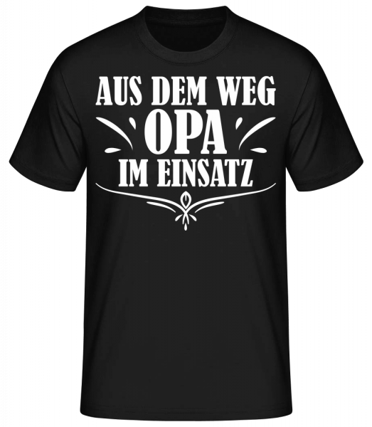 Aus Dem Weg Opa Im Einsatz - Männer Basic T-Shirt - Schwarz - Vorn