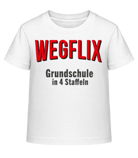 Wegflix Grundschule In 4 Saffeln - Kinder Shirtinator T-Shirt - Weiß - Vorne