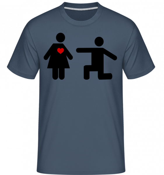 Frau Und Mann Mit Herz Logo - Shirtinator Männer T-Shirt - Denim - Vorn