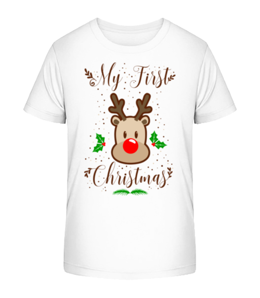 My First Christmas Rentier - Kinder Bio T-Shirt Stanley Stella - Weiß - Vorne