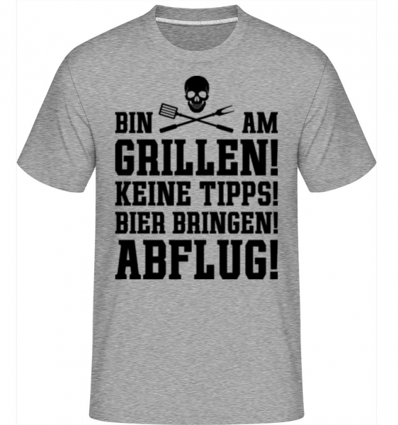 Bin Am Grillen - Shirtinator Männer T-Shirt - Grau meliert - Vorne