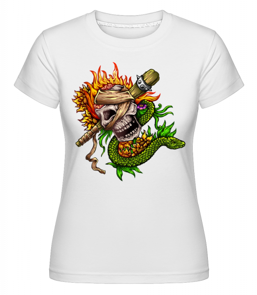 Fire Skull - Shirtinator Frauen T-Shirt - Weiß - Vorn