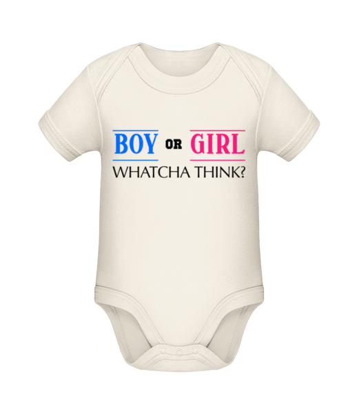 Boy Or Girl - Whatcha Think? - Baby Bio Strampler - Creme - Vorne