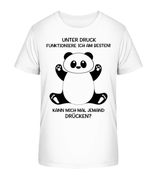 Panda Unter Druck - Kinder Bio T-Shirt Stanley Stella - Weiß - Vorne