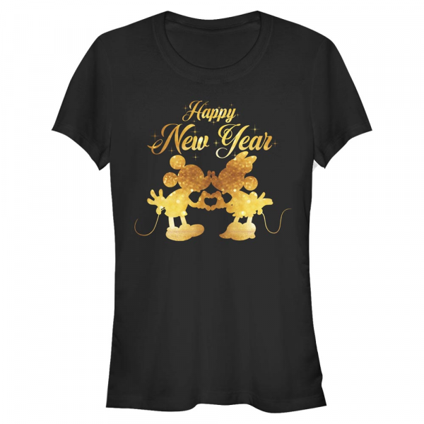 Disney Classics - Micky Maus - Mickey & Minnie Mickey and Minnie Kissing - Neujahr - Frauen T-Shirt - Schwarz - Vorne