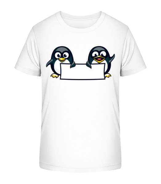 Cute Penguins Sign - Kinder Bio T-Shirt Stanley Stella - Weiß - Vorne