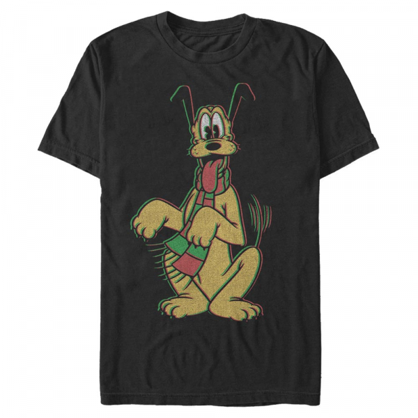 Disney Classics - Micky Maus - Pluto Holiday Colors - Weihnachten - Männer T-Shirt - Schwarz - Vorne