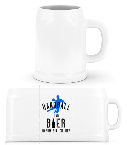 Handball Und Bier - Bierkrug - Weiß - Vorne