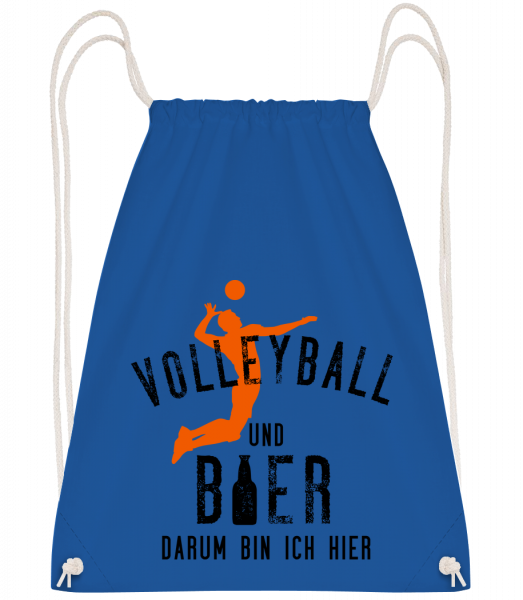 Volleyball Und Bier - Turnbeutel - Royalblau - Vorn