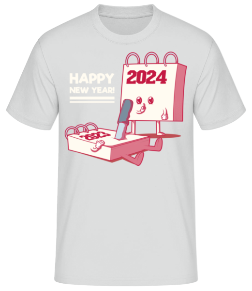 New Year 2024 - Männer Basic T-Shirt - Grau meliert - Vorne