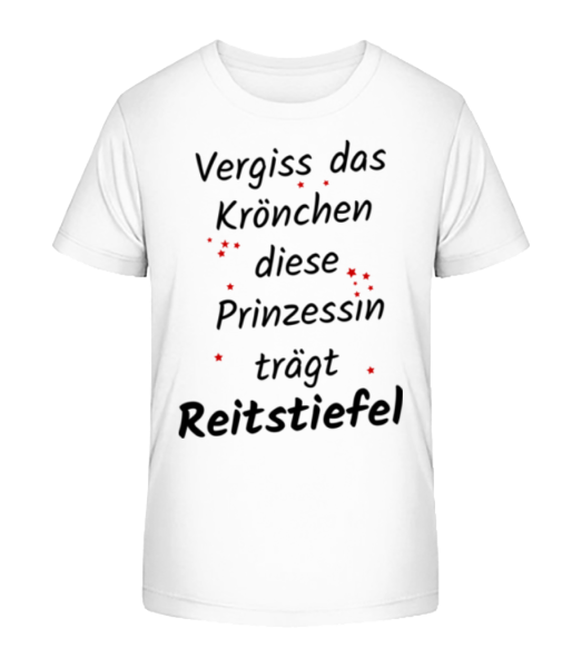Prinzessin TrägtReitstiefel - Kinder Bio T-Shirt Stanley Stella - Weiß - Vorne