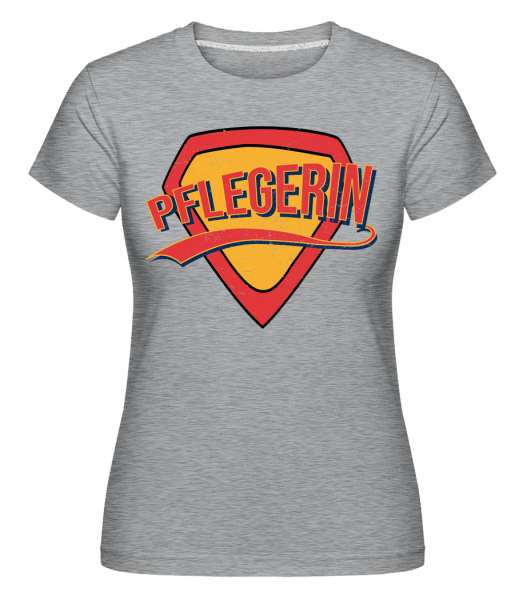Superheldin Pflegerin - Shirtinator Frauen T-Shirt - Grau meliert - Vorn