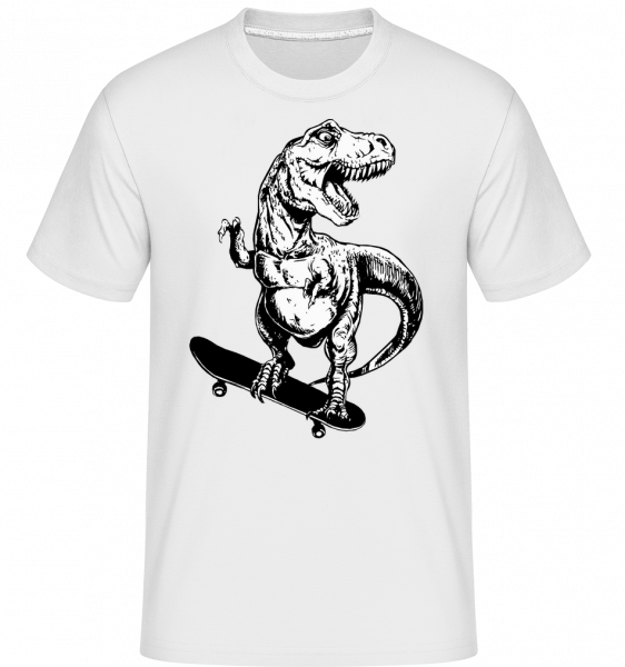 T-Rex Skater - Shirtinator Männer T-Shirt - Weiß - Vorn