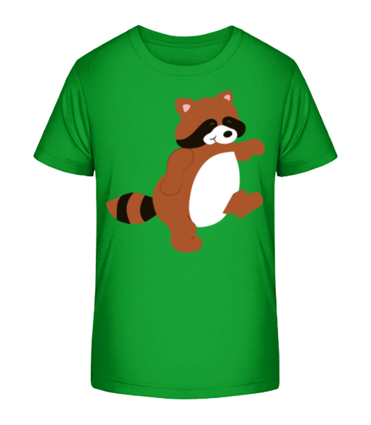 Kinder Comic - Waschbär - Kinder Bio T-Shirt Stanley Stella - Grün - Vorne