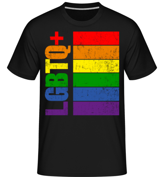 LGBTQ+Fahne - Shirtinator Männer T-Shirt - Schwarz - Vorne