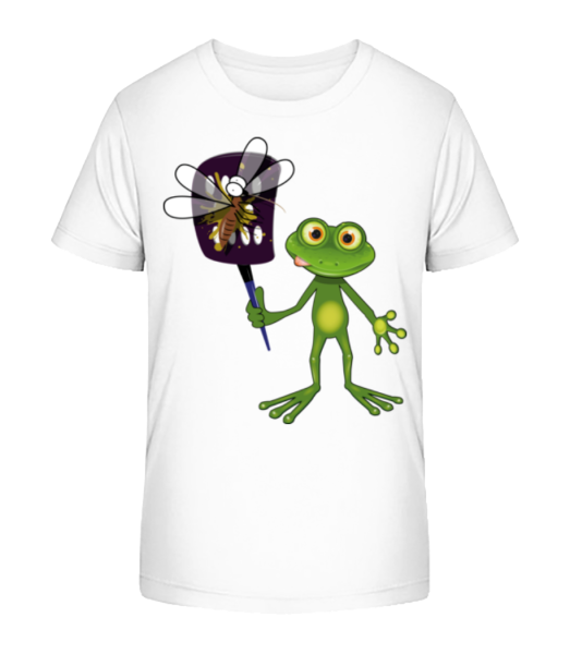 Frosch Mit Fliegenklatsche - Kinder Bio T-Shirt Stanley Stella - Weiß - Vorne