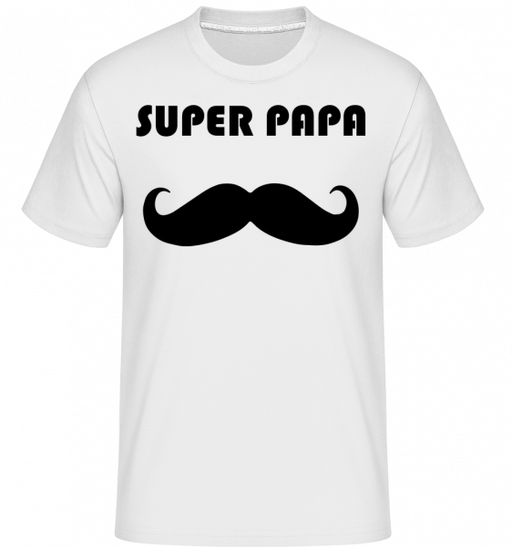 Super Papa Mustache - Shirtinator Männer T-Shirt - Weiß - Vorn