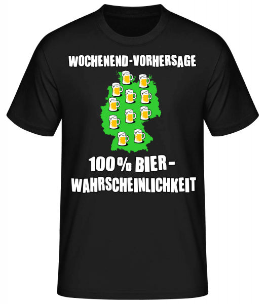 Wochenend Vorhersage Bier - Männer Basic T-Shirt - Schwarz - Vorn