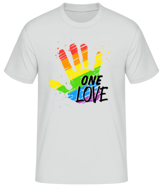 One Love Handabdruck - Männer Basic T-Shirt - Grau meliert - Vorne