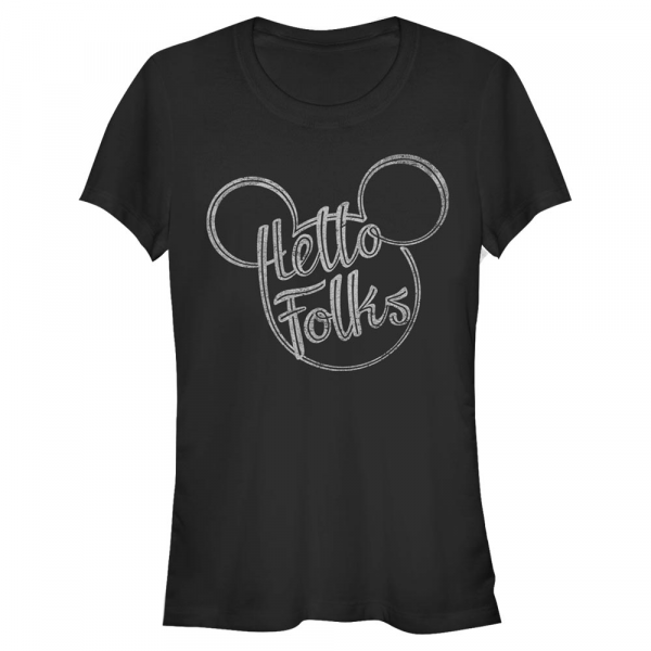 Disney - Micky Maus - Mickey Mouse Hello Folks - Frauen T-Shirt - Schwarz - Vorne