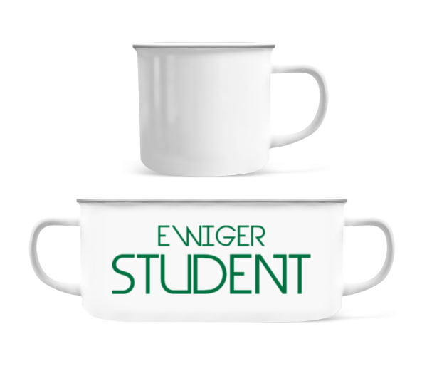 Ewiger Student - Emaille-Tasse - Weiß - Vorne