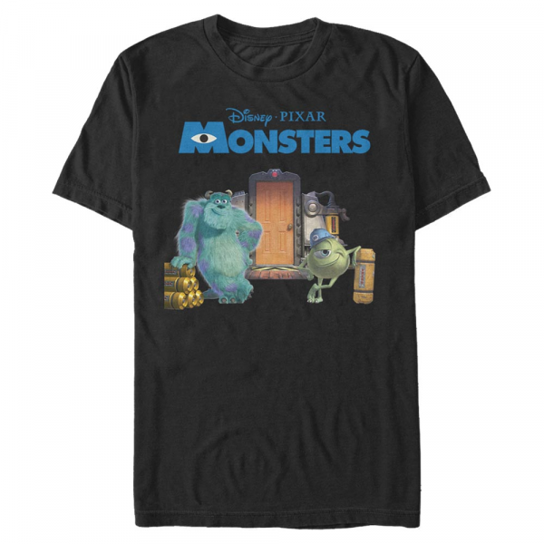 Pixar - Monster - Mike & Sully Door Scene - Männer T-Shirt - Schwarz - Vorne