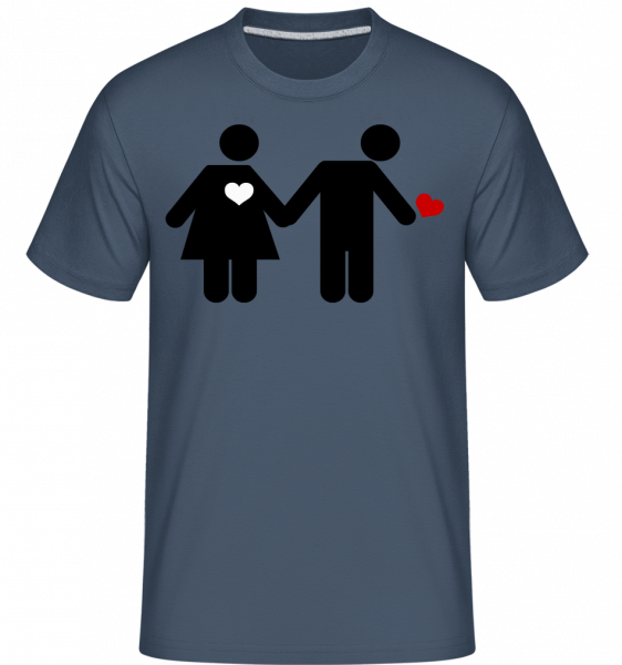 Frau Und Mann Mit Herz Logo - Shirtinator Männer T-Shirt - Denim - Vorn