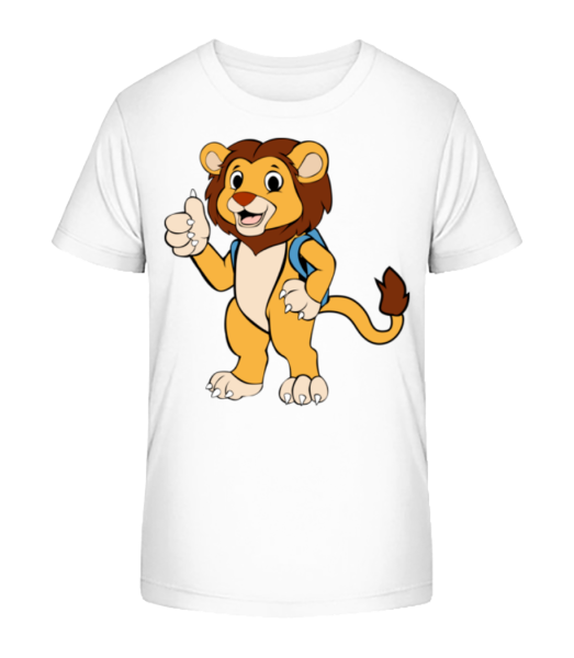 Süßer Löwe mit Rucksack - Kinder Bio T-Shirt Stanley Stella - Weiß - Vorne